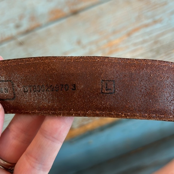 Big Fossil Genuine Leather Embroidered Belt Brass Buckle Boho Western Size L - Picture 6 of 6